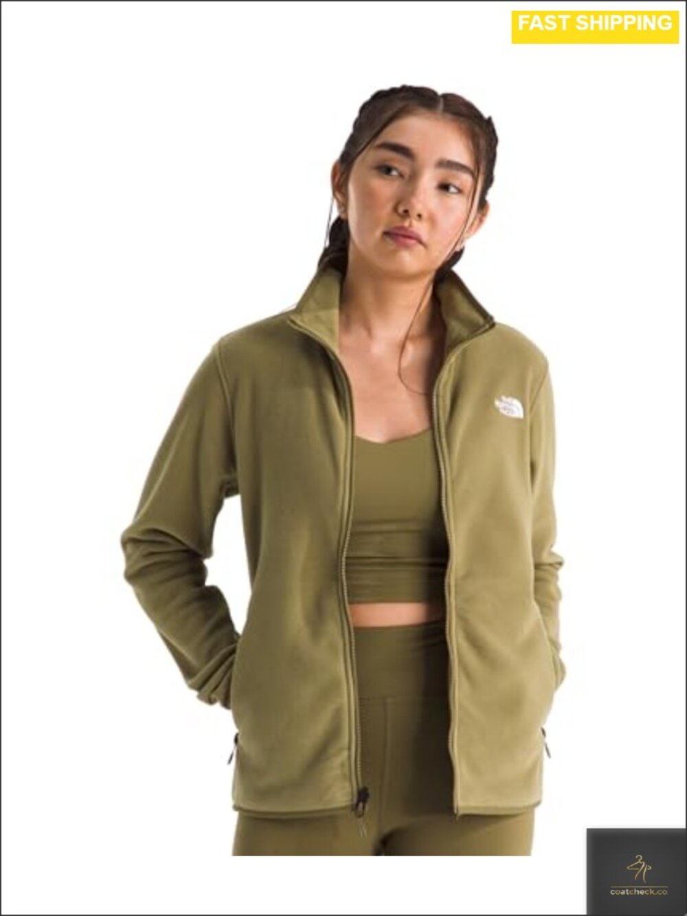 Women's Recycled Polyester Fleece Jacket Zip Pockets Stretch Binding
